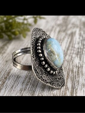 Genuine Larimar Gemstone ring sz 7 925